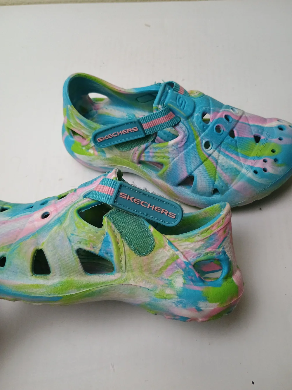 Skechers Cali Toddler Girl 12 Foamies Blue Multi-Color Water-Friendly Clogs